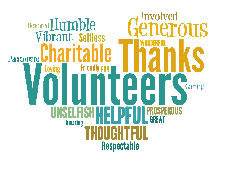 heart, volunteers, thanks, generous, involved, humble, kind